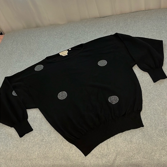 Vintage Gianni Versace Cashmere Sweater Womens Medium Rhinestones Old Money - Picture 2 of 15